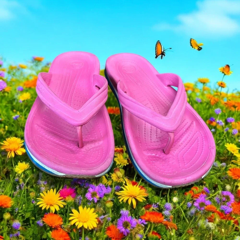 Rare Style Crocs Crocband Pink Flip Flop Sandals Comfort‎ Spring Women's Size 7